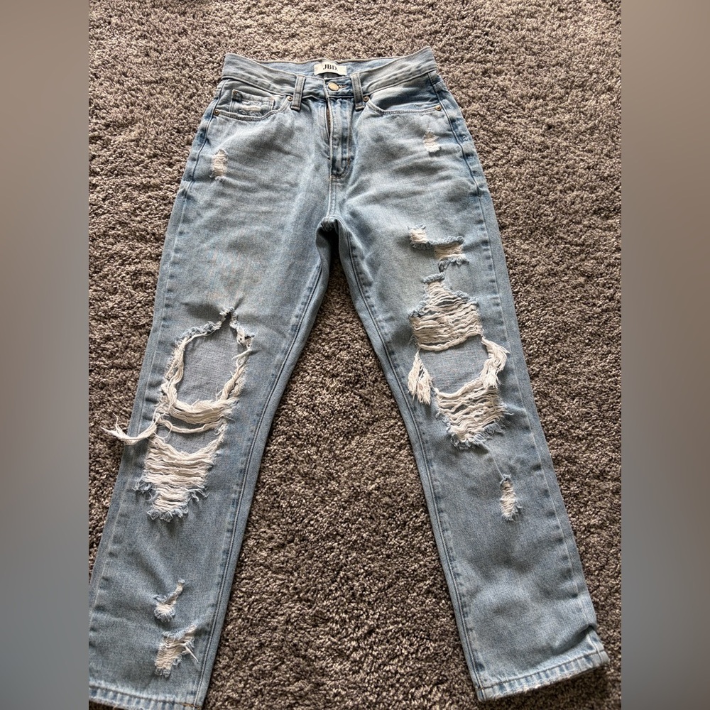 Just Black Light Blue Distressed Boyfriend Jeans